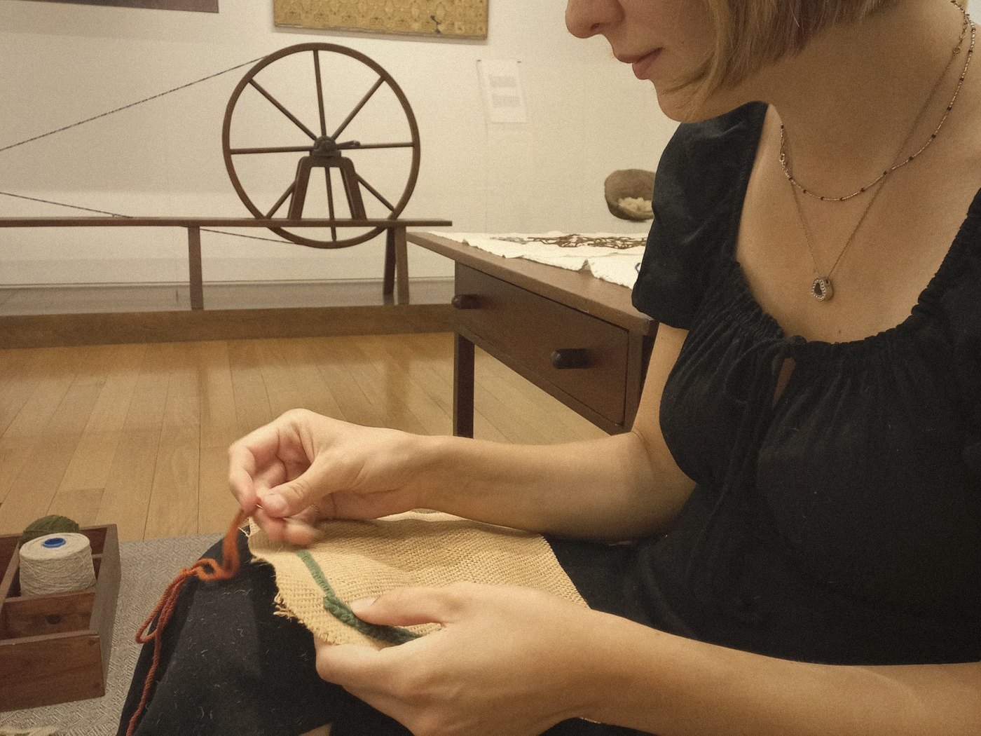 Embroidery session at the museum