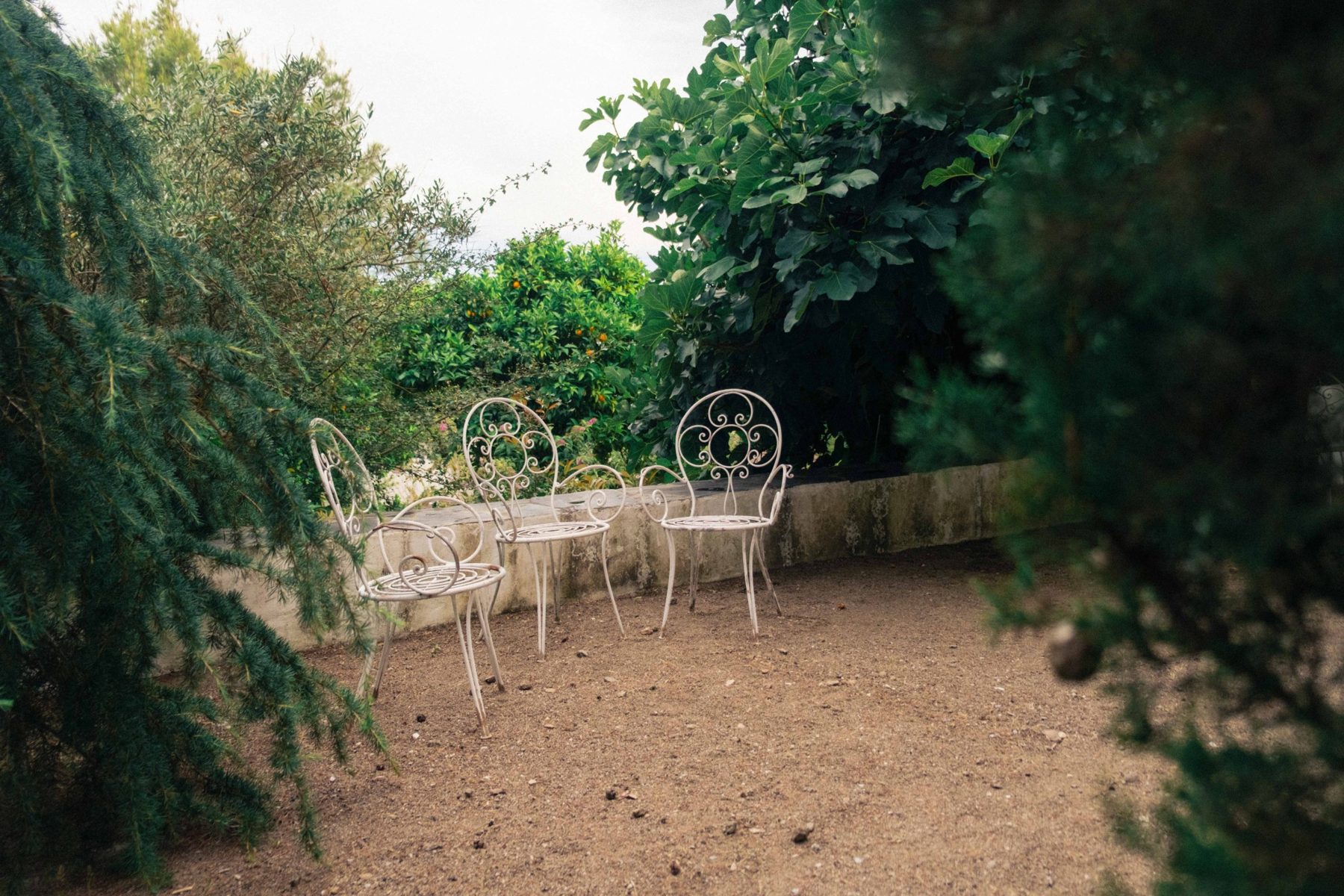 Three chairs in the Córtex Frontal garden